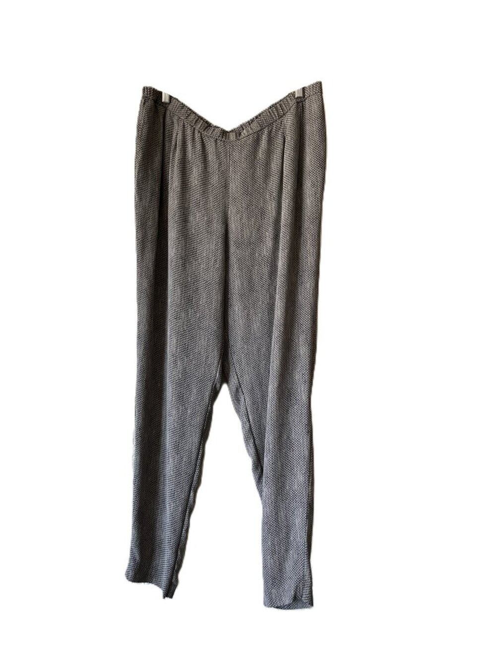 Eileen Fisher 100% Silk Lightweight Pants Womens Large Tan Black Geometric Print